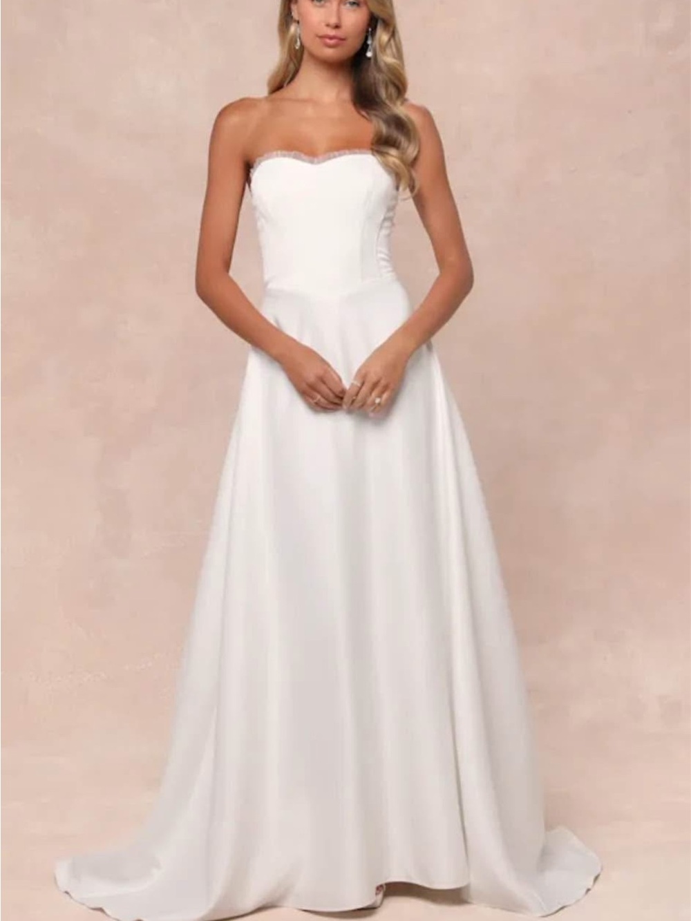 Lulu's White Strapless Sweetheart A-Line Wedding Dress